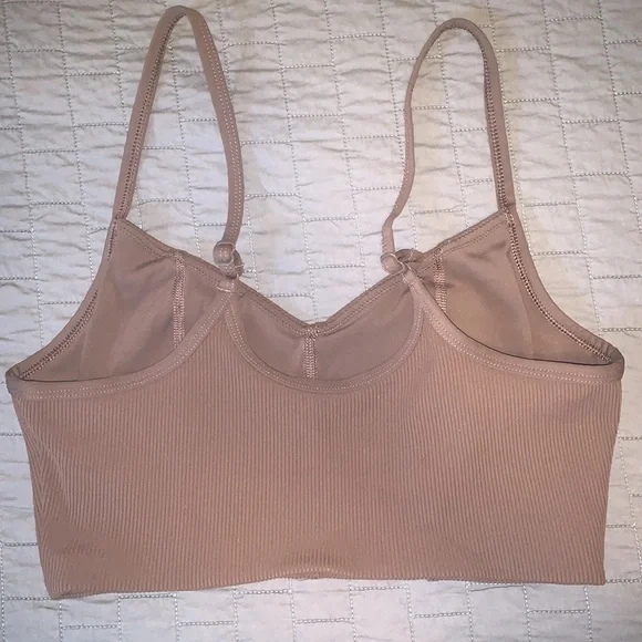Aerie Offline brown ribbed sports bra - Picture 2 of 3